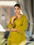 Varanga Women Green Embroidered V-Neck With Flared Sleeves Co-Ord Sets