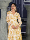Varanga Women Off White Floral Printed , Full Sleeves Angrakha Style Kurta