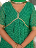 Varanga Green Bandhani Printed Anarkali Kurta Paired With Dupatta Js Vkur1315 Vardup1365