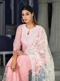 Varanga Women Pink Kota Check Thread Embroidered Kurta With Tonal Solid  Bottom And  Net Self Embroidered Dupatta