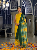 Varanga yellow solid kurta paired with tonal bottom and printed bhagalpuri dupatta