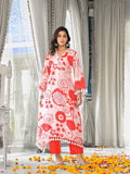 Kalini Women Peach Floral Printed V-Neck Straight Kurta With Tessels Hem Paired With Tonal Solid Bottom