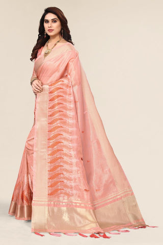Ethnic Motifs Zari Woven Design Banarasi Saree