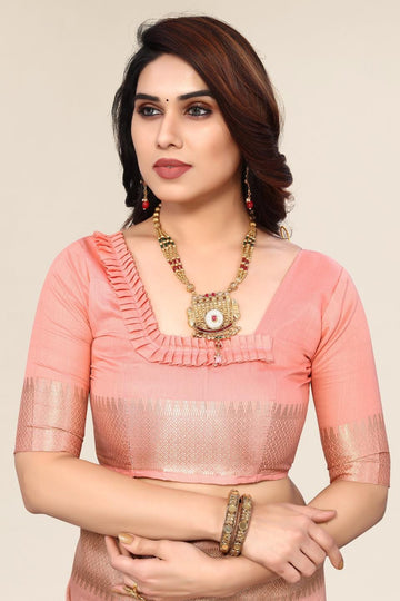 Ethnic Motifs Zari Woven Design Banarasi Saree