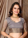 Ethnic Motifs Zari Woven Design Banarasi Saree