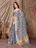 Ethnic Motifs Zari Woven Design Banarasi Saree