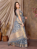 Ethnic Motifs Zari Woven Design Banarasi Saree