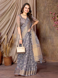Ethnic Motifs Zari Woven Design Banarasi Saree