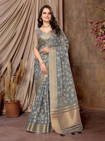 Ethnic Motifs Zari Woven Design Banarasi Saree