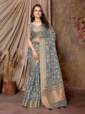 Ethnic Motifs Zari Woven Design Banarasi Saree