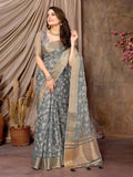 Ethnic Motifs Zari Woven Design Banarasi Saree