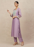 varanga Women Shimmer Kurta Set With Elegant Zari Embroidery, Paired With A Sequin-Detailed Net Dupatta.