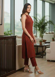 Varanga Women brown Halter Neck Straight Kurta with trouser