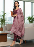 Varanga Violet Regular Round neck Kurta With Trousers & Dupatta