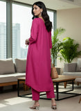 Varanga Women Magenta Solid A-Line Kurta Paired With Tonal Bottom