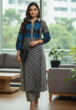 Varanga Women Printed Regular Chanderi Silk Kurta with Trousers
