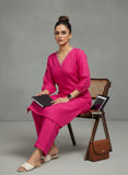 varanga Women Straight Kurta With Embroidery On Neck Paired With Solid Trousers