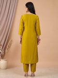 Kurta With Intricate Zari-Embroidered Yoke With Trousers And Zari-Accented Dupatta