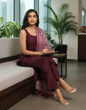Varanga Violet Regular Round neck Kurta With Trousers & Dupatta