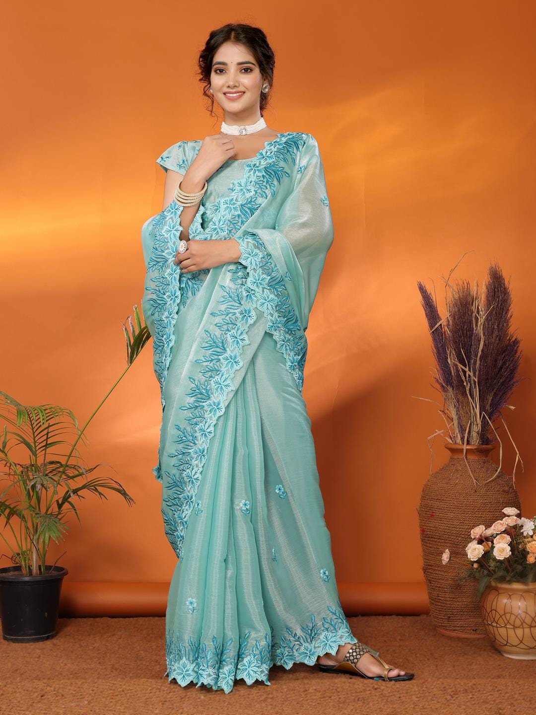 Ethnic Motifs Zari Woven Design Banarasi Saree