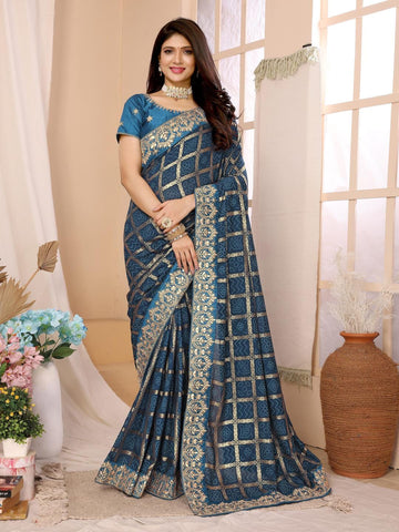 Ethnic Motifs Zari Woven Design Banarasi Saree