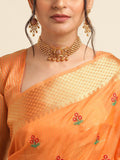 Ethnic Motifs Zari Woven Design Banarasi Saree