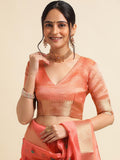 Ethnic Motifs Zari Woven Design Banarasi Saree