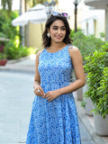 Varanga Women Blue Bandhani Printed Kurta Spaghetti Strap With Drawstring Paired With Tonal Printed Bottom