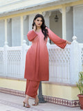 Varanga Women Ombre Coral A-Line Kurta Set