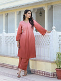 Varanga Women Ombre Coral A-Line Kurta Set