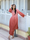 Varanga Women Ombre Coral A-Line Kurta Set