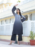 Varanga Women Ombre Grey  A-Line Kurta Set