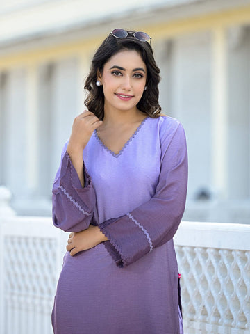 Varanga Women Ombre Purple A-Line Kurta Set