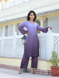 Varanga Women Ombre Purple A-Line Kurta Set