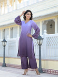 Varanga Women Ombre Purple A-Line Kurta Set