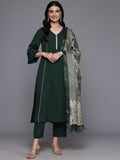 Varanga Women Olive Gota Lace Embellished Kurta With Bottom And Dupatta