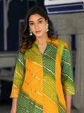 Varanga Women Mustard Yellow & Green Bandhani Dyed Anarkali Kurta