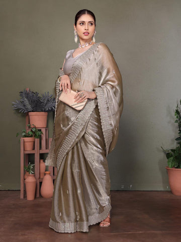 Ethnic Motifs Zari Woven Design Banarasi Saree