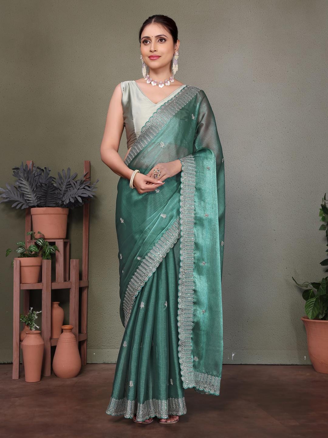 Ethnic Motifs Zari Woven Design Banarasi Saree