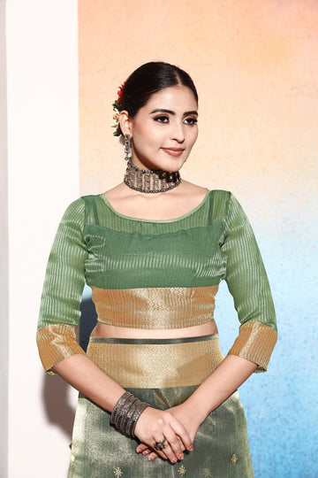 Ethnic Motifs Zari Woven Design Banarasi Saree