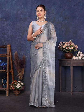 Ethnic Motifs Zari Woven Design Banarasi Saree