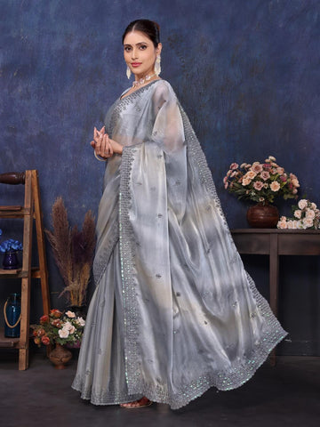 Ethnic Motifs Zari Woven Design Banarasi Saree