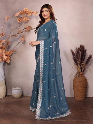 Ethnic Motifs Zari Woven Design Banarasi Saree