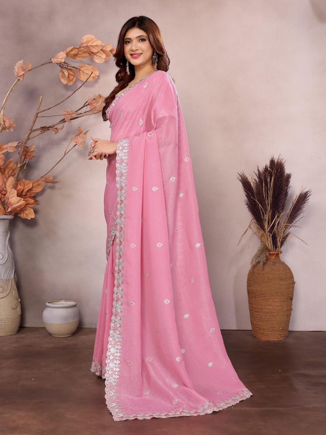 Ethnic Motifs Zari Woven Design Banarasi Saree