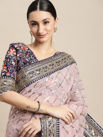 Ethnic Motifs Zari Woven Design Banarasi Saree