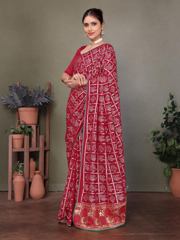Ethnic Motifs Zari Woven Design Banarasi Saree