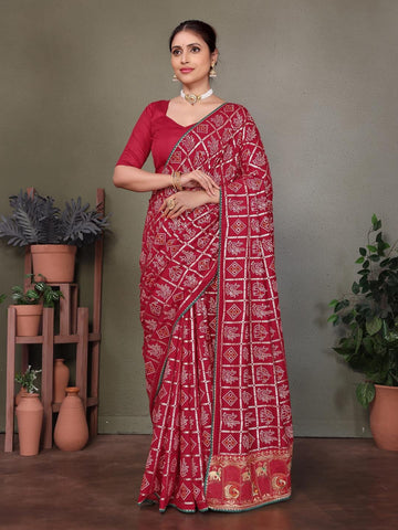 Ethnic Motifs Zari Woven Design Banarasi Saree
