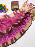 Ethnic Motifs Zari Woven Design Banarasi Saree