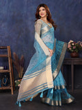 Ethnic Motifs Zari Woven Design Banarasi Saree