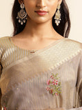 Ethnic Motifs Zari Woven Design Banarasi Saree